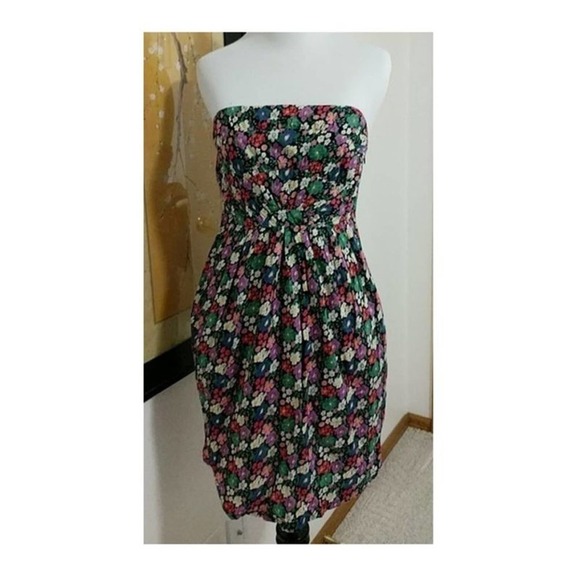 Urban Outfitters Women's Kimchi Strapless Floral Empire Dress Blue Size Medium - Picture 1 of 7